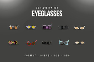 Eyeglasses 3D Icon Pack