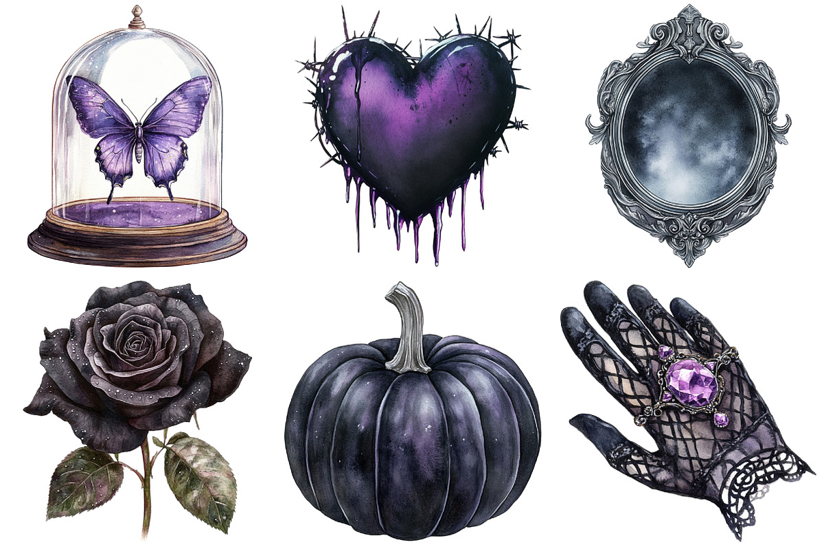Black Purple Gothic Halloween PNG, an Illustration by Craft Nest (Photo 2 of 6)