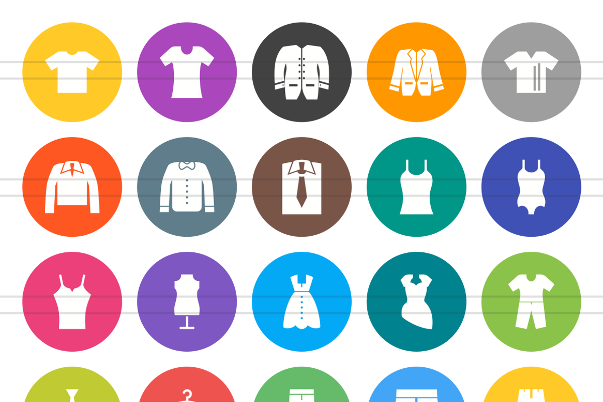 50 Clothes&Fashion Flat Round Icons preview 2