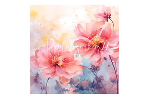 Water Color Flowers Background Paper