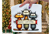 Merry Christmas,Quirky Christmas Cat, an Illustration by Libby Wishes (Thumbnail 1 of 8)