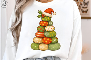 Patchwork christmas tree png, an Illustration by Libby Wishes