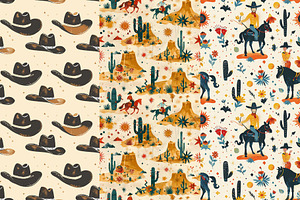 8 Cowboy Seamless Patterns