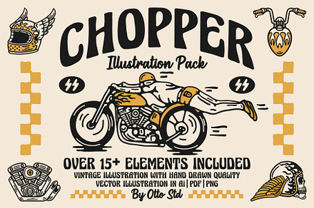 Chopper Motorcycle Illustration, a Transportation Illustration by Otto.std
