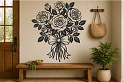 Rose Bouquet Wall Art SVG, an Object Graphic by DreamCafeArt (Thumbnail 2 of 4)
