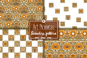 8 Art Nouvea Seamless Pattern