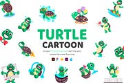 Turtle Cartoon Stickers Set, an Emoji Icon by Vectors Market (Thumbnail 1 of 6)