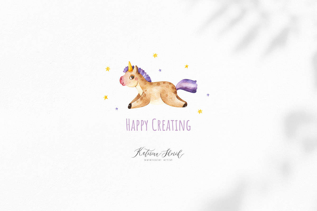 Unicorns.Cute watercolor collection, an Animal Illustration by Kate_Rina (Photo 16 of 16)