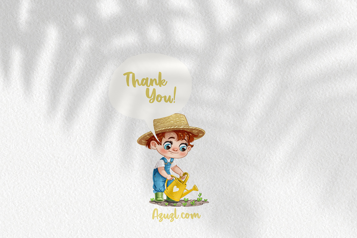 Boy gardener in a hat, a Person Illustration by Azuzlikus (Photo 3 of 3)