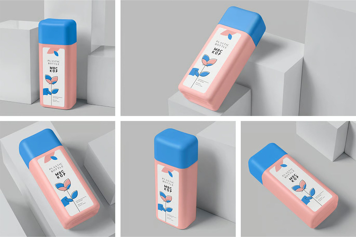 Rectangular Plastic Bottle Mockups, a Product Mockup by megostudi0 (Photo 1 of 7)