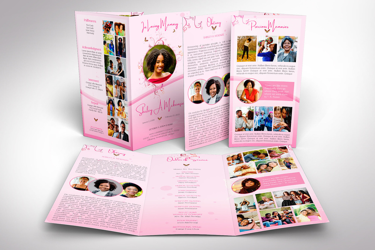 Pink Princess Tabloid Trifold Funeral preview 4