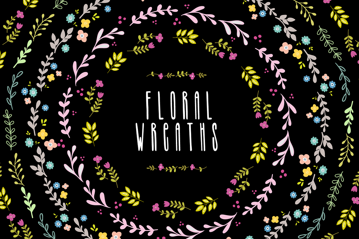 Floral vector AI wreaths and brushes, an Object Graphic by bigmomentsdesign (Photo 2 of 11)
