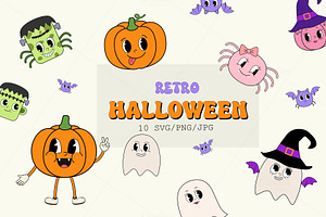 Retro Halloween Character SVG Pack.