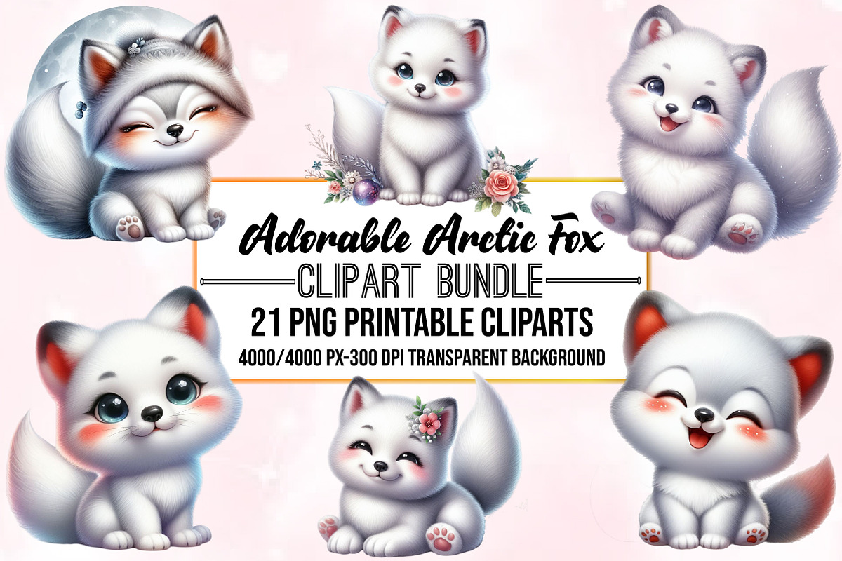 Adorable Arctic Fox Clipart, an Animal Illustration by Craft Nest (Photo 1 of 5)