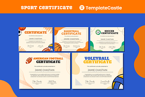 5 Sports Certificates Templates, a Templates & Theme by TemplateCastleStore