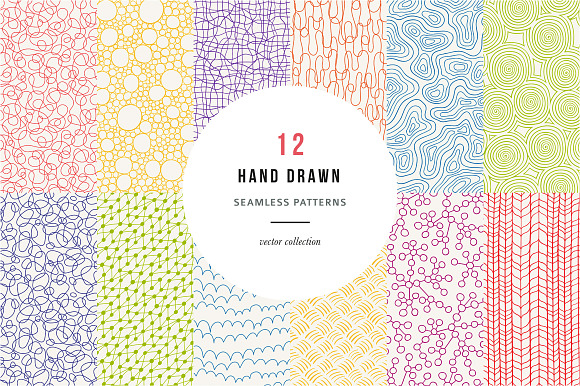 Seamless hand drawn patterns preview 5