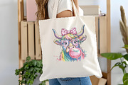 Coquette Highland Cow Bubblegum, an Illustration by Watercolor design (Thumbnail 5 of 6)