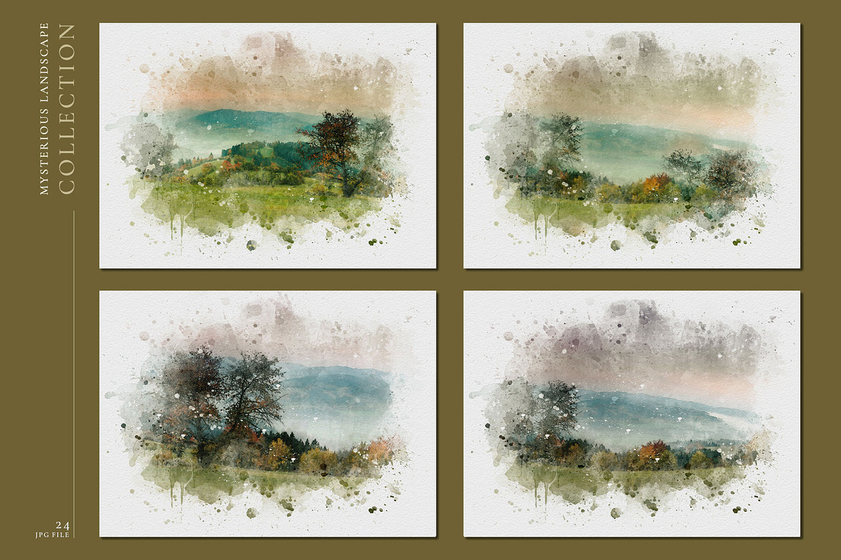 Mysterious Watercolor Landscapes 3, a Background Graphic by Suna Kosem (Photo 11 of 14)