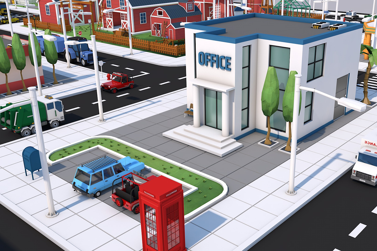 Low Poly City Town Pack, an Architecture 3D Model by multimedia4ds (Photo 27 of 41)