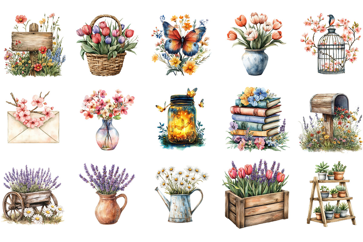 Spring Clipart Bundle, an Illustration by Designking (Photo 3 of 5)