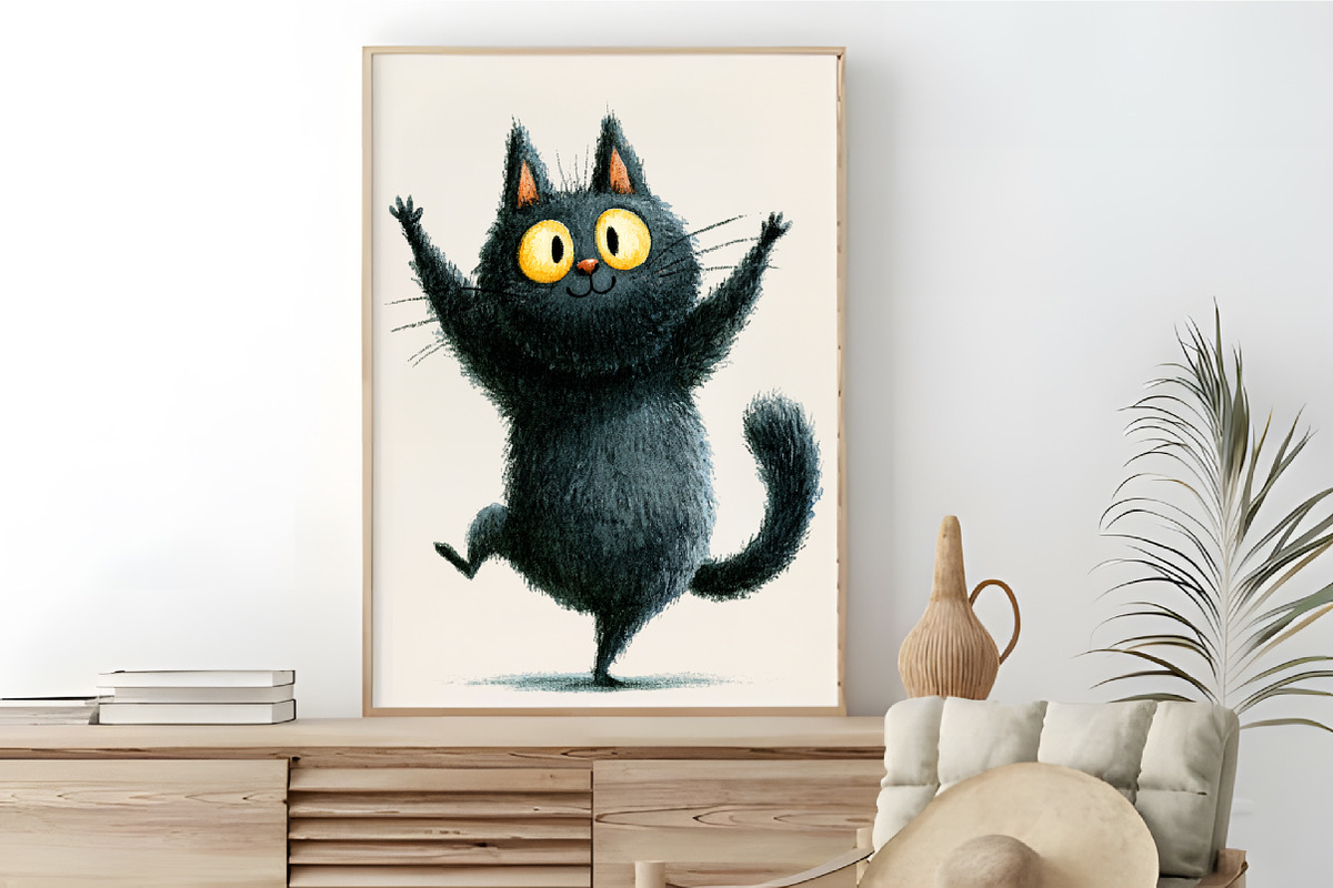 Whimsical Black Funny Cat Clipart, a Seasonal Illustration by RobertsArt (Photo 7 of 7)