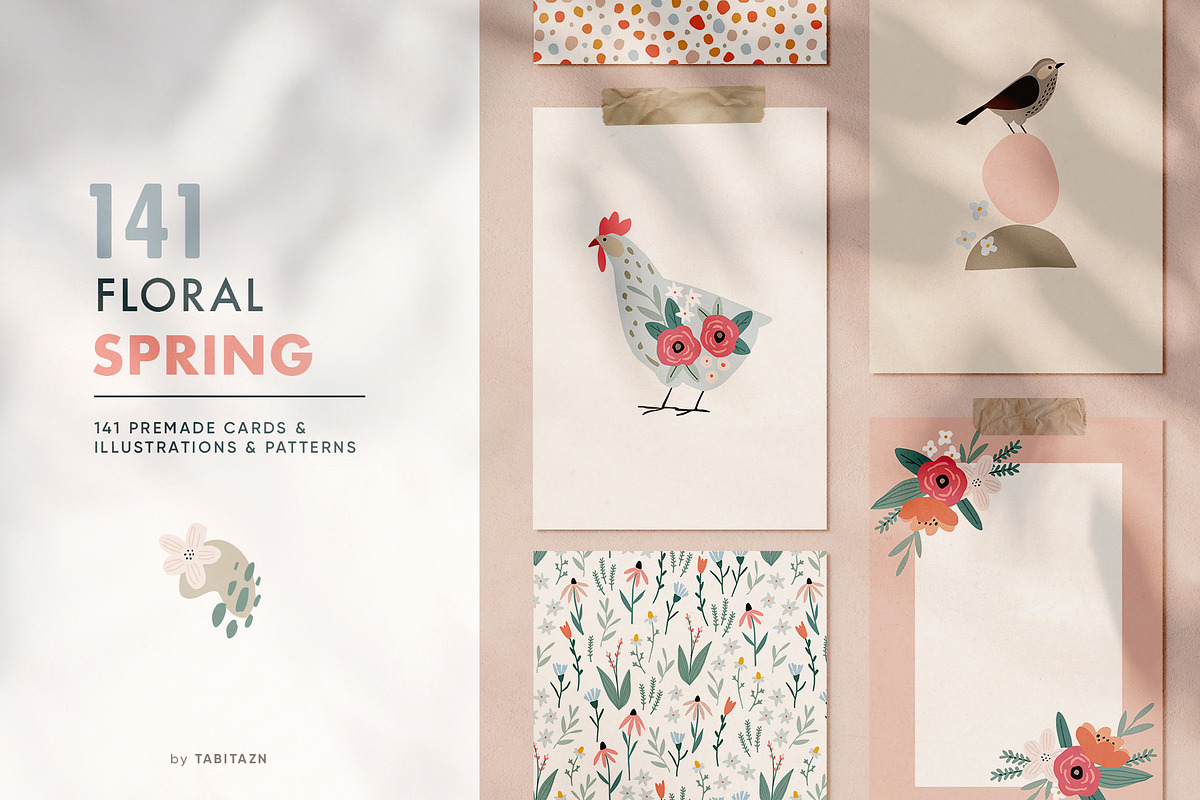 Floral & abstract spring set, an Animal Illustration by Tabita's shop (Photo 1 of 16)