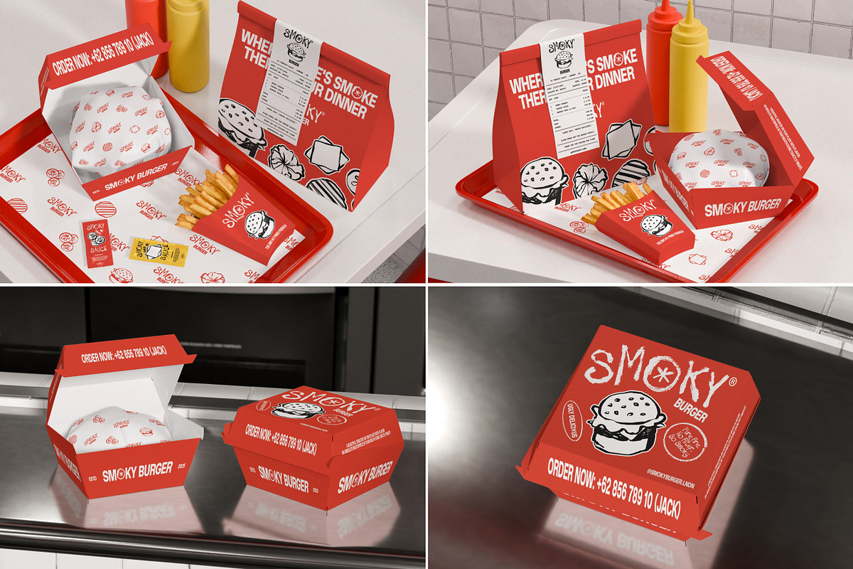 20 Burger Restaurant Branding Mockup, a Packaging Mockup by Vitora Mockup (Photo 2 of 6)