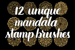 12 mandala stamp Procreate brushes