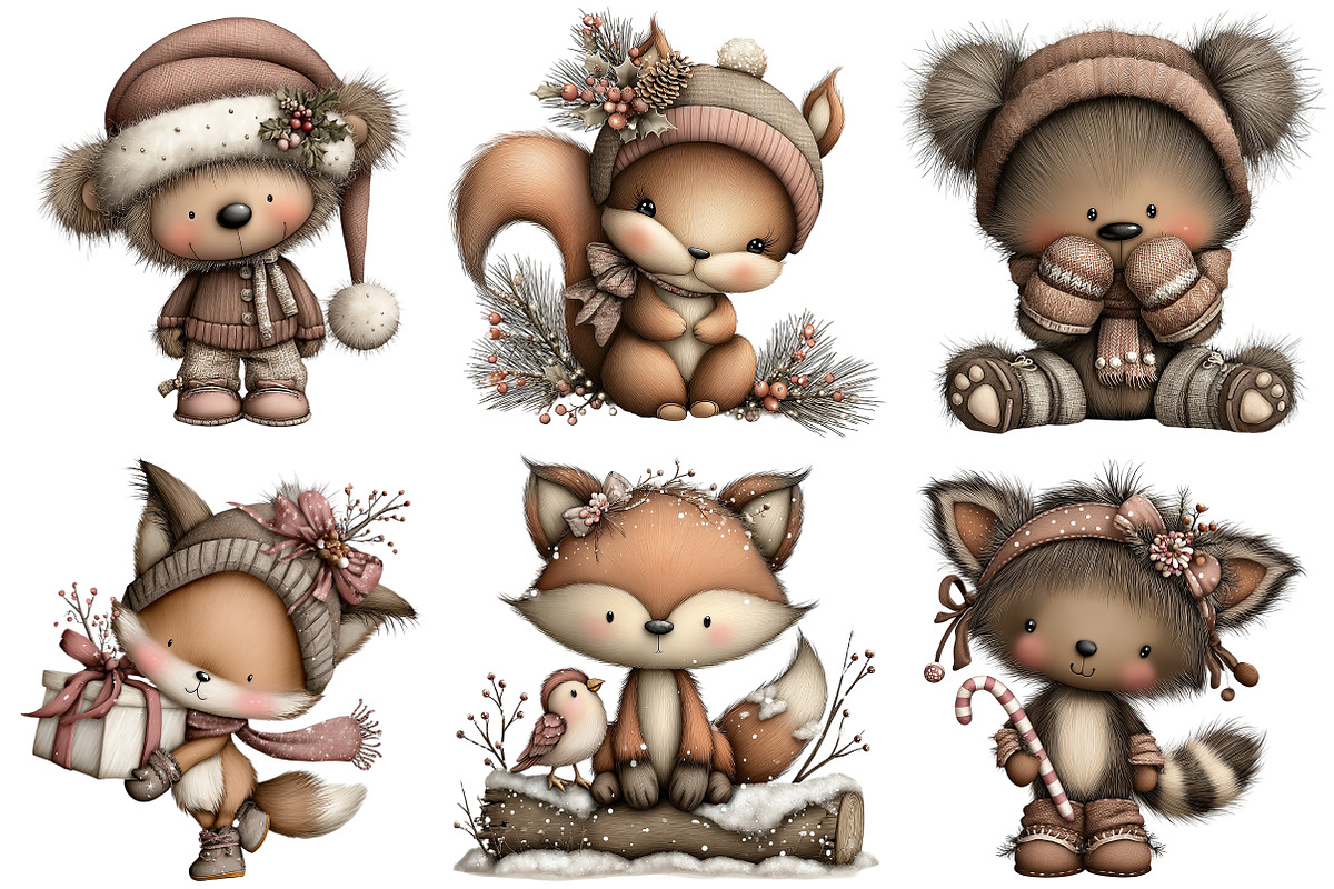 Whimsical Christmas Woodland Animal, an Illustration by Craft Nest (Photo 3 of 9)