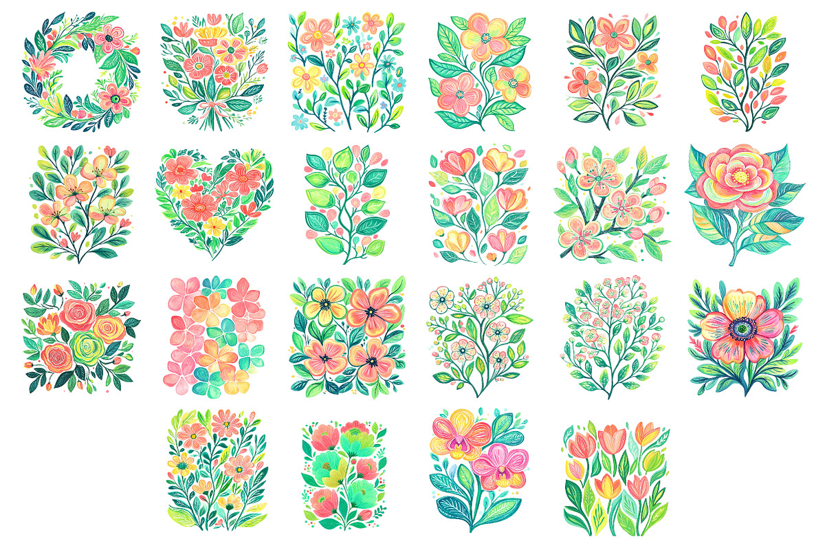 Floral Clipart Set, an Illustration by Daily.Designs (Photo 3 of 3)