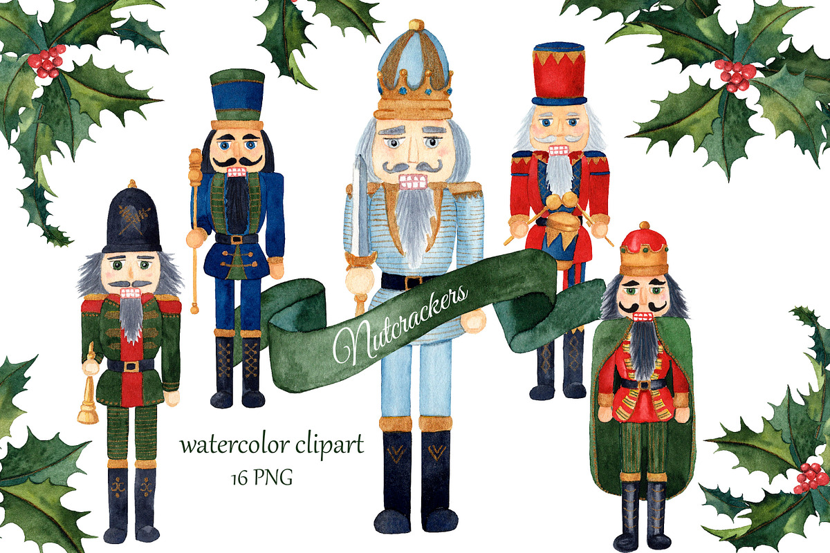 Watercolor Christmas Nutcrackers, an Illustration by s.yanyeva (Photo 1 of 7)