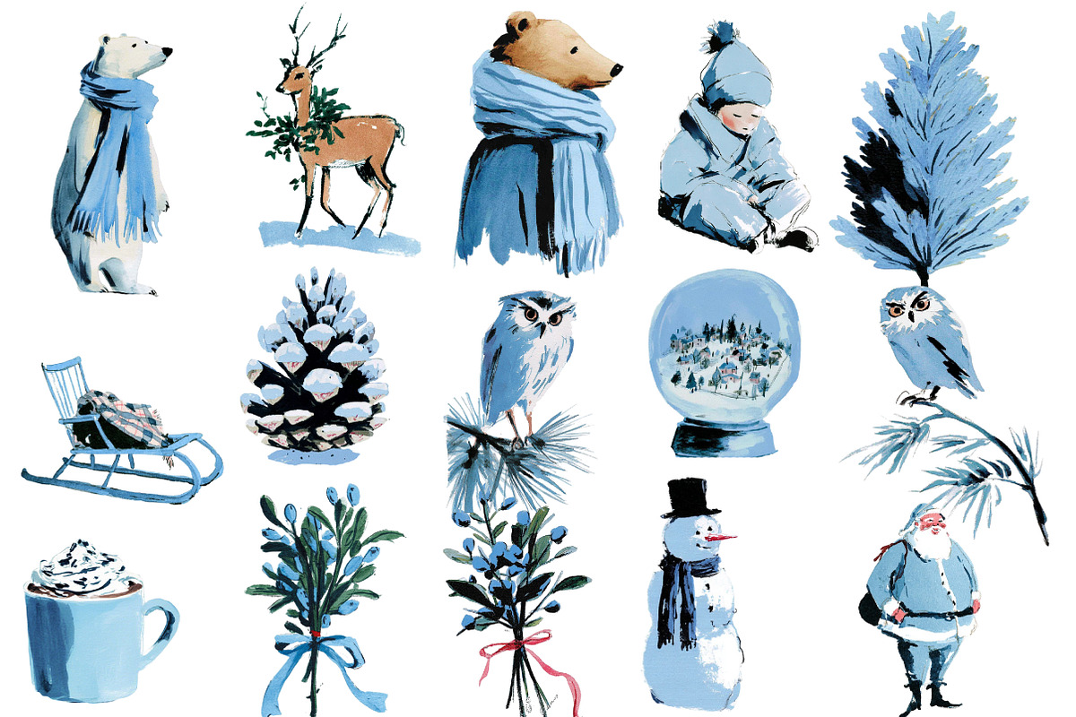 Watercolor Christmas Decor Clipart, an Illustration by Designworld (Photo 3 of 5)