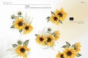 Sunny sunflowers, watercolor flowers, a Texture Illustration by ollalya (Thumbnail 2 of 16)