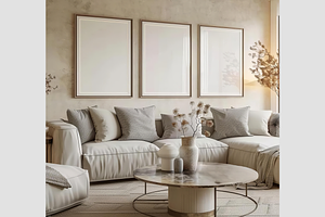 Mockup Frame Set in a Room Interior, an Architecture Photo by GFXCity
