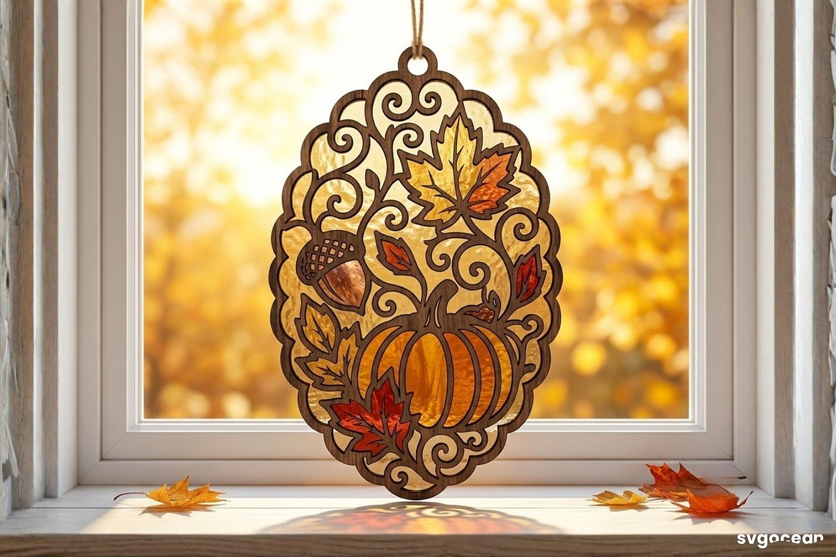 Fall Suncatcher Laser Cut Bundle, a Decorative Illustration by svgocean (Photo 2 of 13)