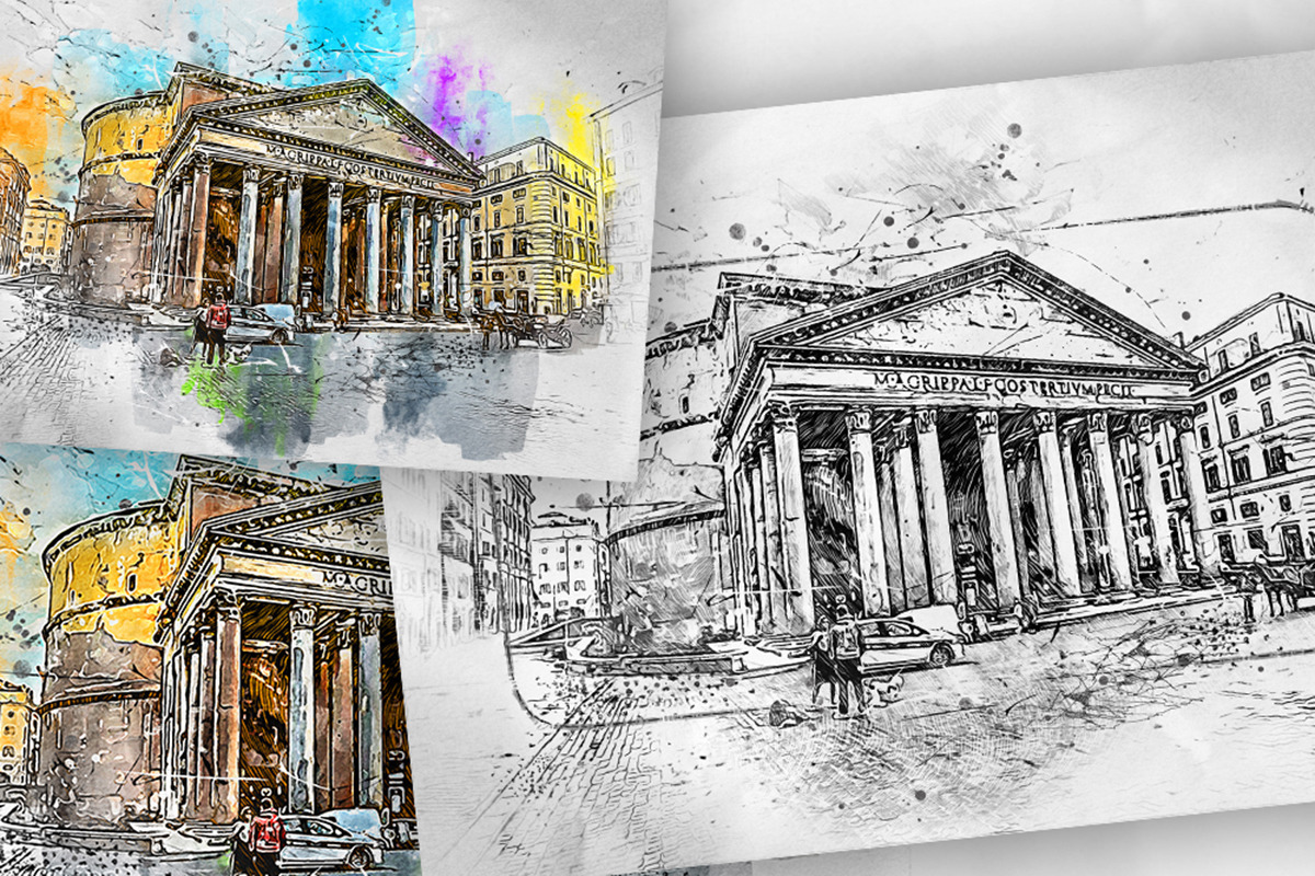 Pen Watercolor Photoshop Action, an Action Add-On by GorynArt (Photo 5 of 23)