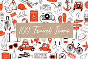 100 Travel Icons, a Transportation Illustration by Doodle Dibs (Thumbnail 1 of 5)