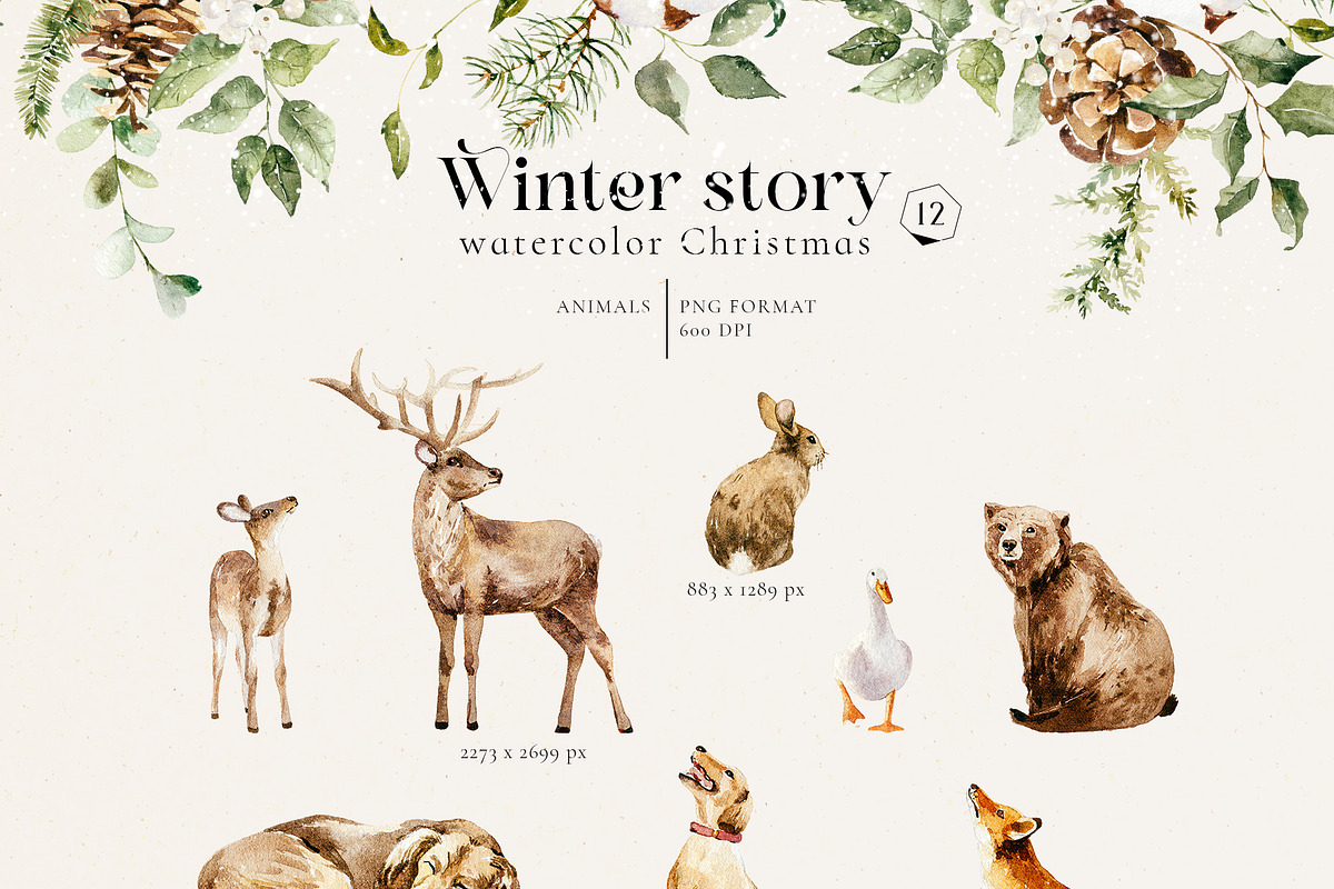 Winter story-watercolor Christmas, a Seasonal Illustration by Pamyatka Shop (Photo 22 of 27)