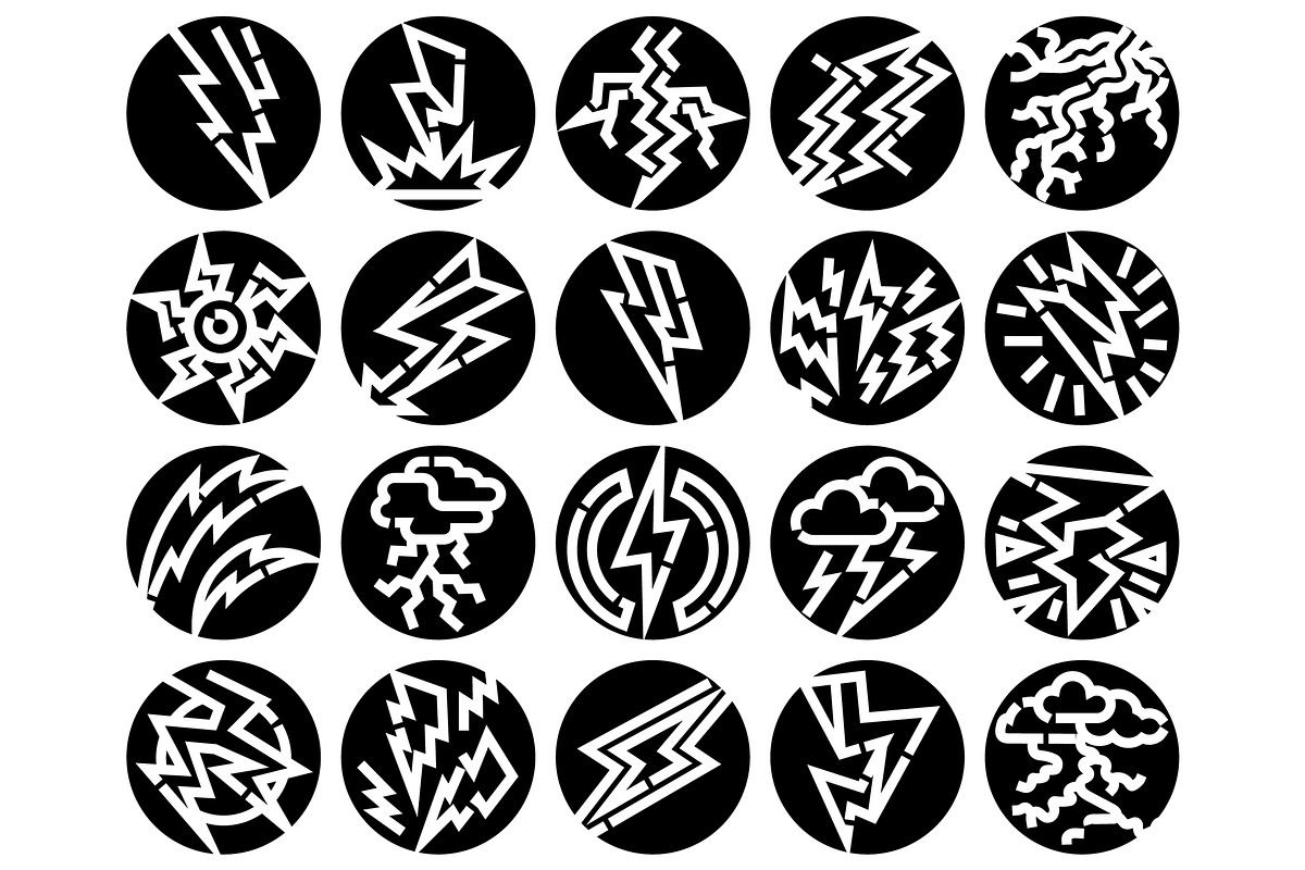 Lightning bolts and storm icons set, an Object Graphic by pikepicture (Photo 2 of 3)