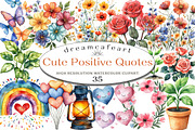 Cute Positive Quotes Clipart, an Illustration by DreamCafeArt (Thumbnail 1 of 4)