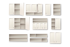 Kitchen cabinets mockup set, an Object Illustration by Things for designers