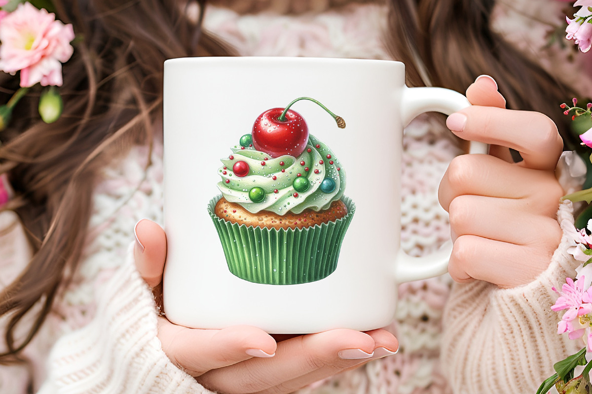 Christmas Cupcakes Vintage Clipart, an Illustration by RobertsArt (Photo 3 of 7)
