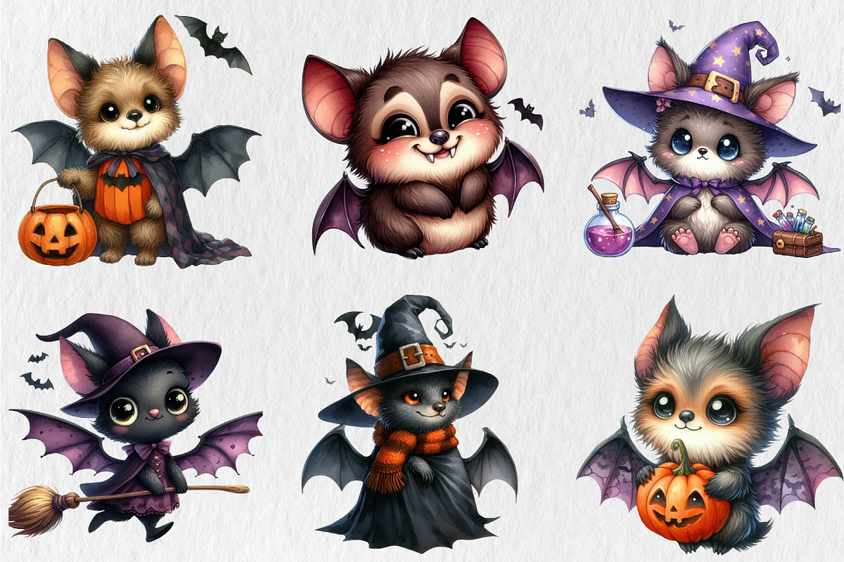 Quirky Halloween Bats Clipart, an Animal Illustration by Rose Art (Photo 4 of 4)