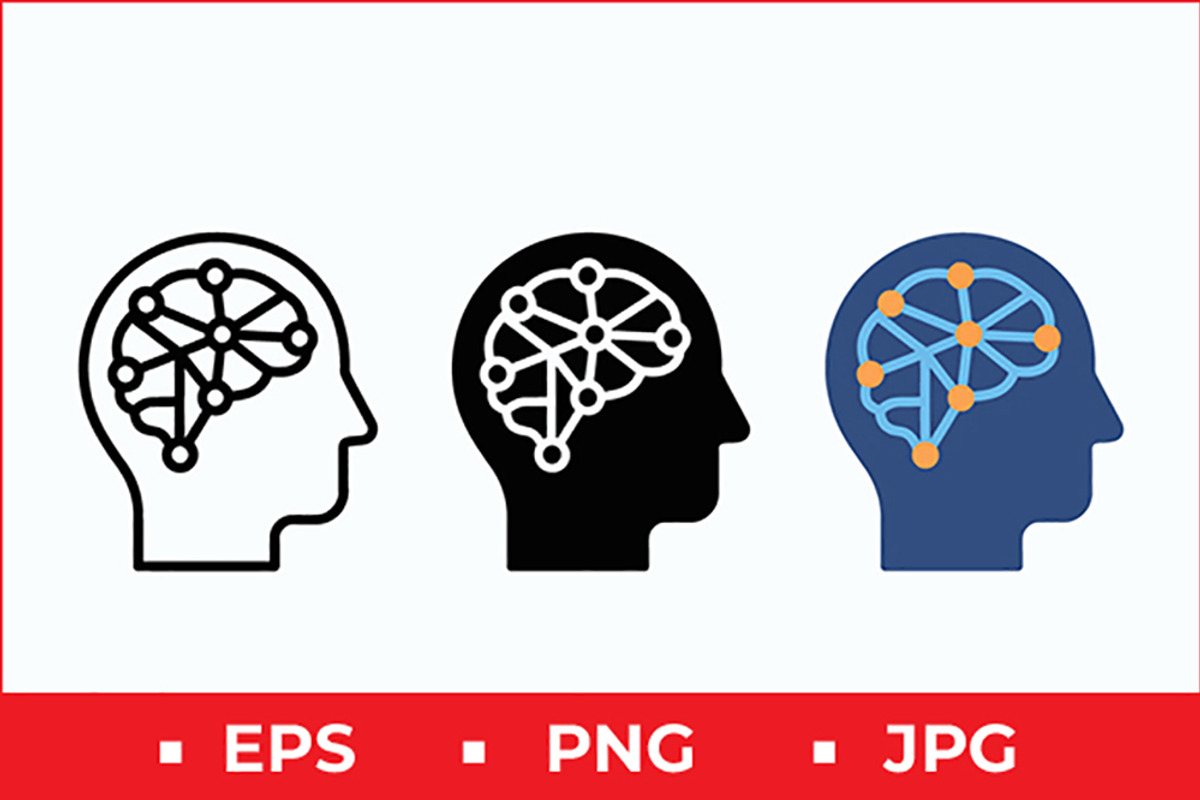 AI Neural Head Vector Pack, a Solid Icon by Artonix (Photo 1 of 2)