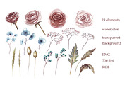 Dusty rose and herbs. Watercolor, an Illustration by Alena Kurian (Thumbnail 2 of 7)