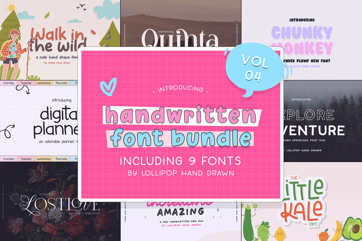 The Handwritten Font Bundle - Vol 04, a Handwritten Font by Lollipop Hand Drawn (Photo 1 of 11)