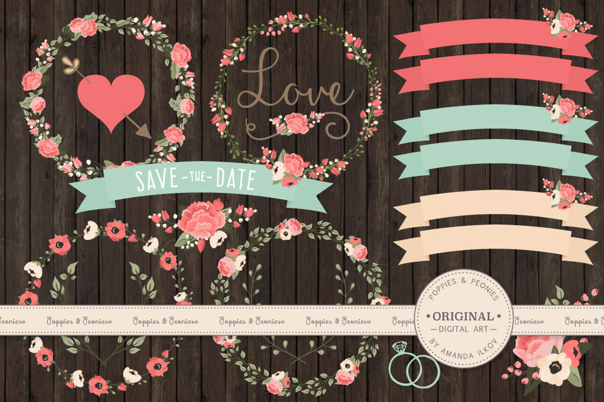 Wedding Floral Clipart & Vectors, an Illustration by Amanda Ilkov (Photo 2 of 4)