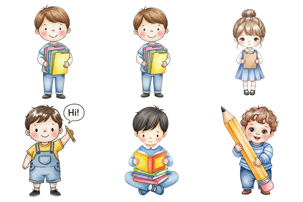 Cute Little Student Clipart, an Illustration by Daily.Designs (Photo 2 of 5)