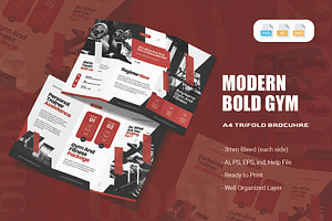 Modern Bold Gym - Trifold Brochure, a Brochure Template by AQR Studio