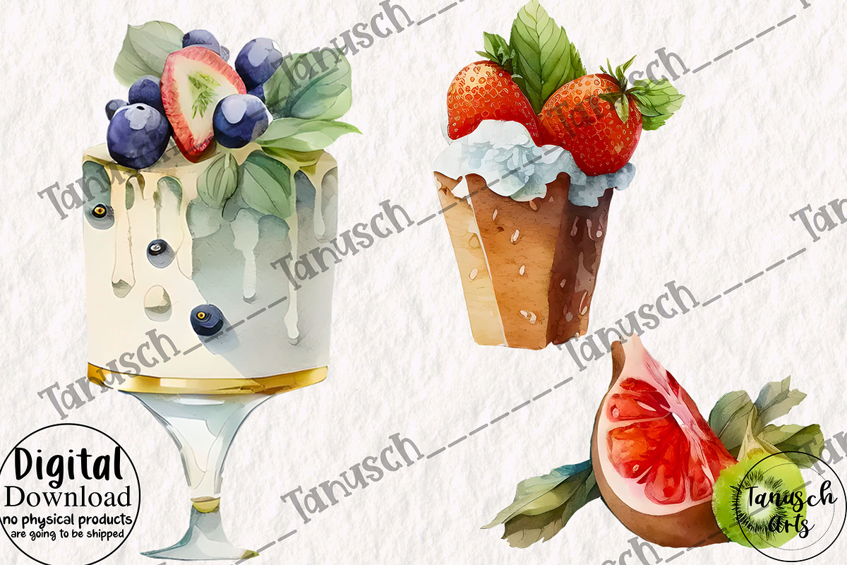 Watercolor Pastry Clipart Part 1, a Food Illustration by TanuschArts (Photo 5 of 5)
